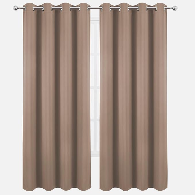 LEMOMO Blackout Curtains 52 x 120 Inch Long Cappuccino Curtains Set of 2 Panels - Image 2
