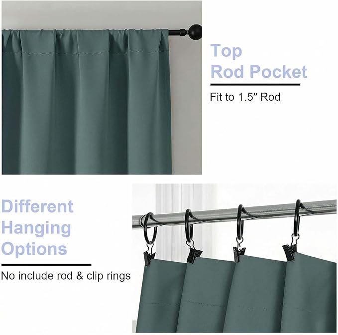 Simplebrand Ava Dark Green Short Blackout Curtains - Image 4