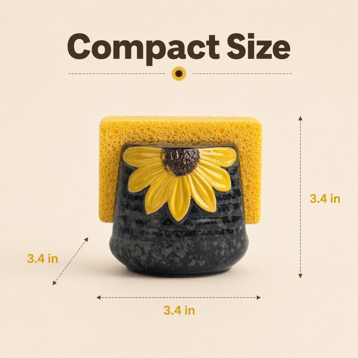 Ceramic Sunflower Dish Sponge Holder For Kitchen Sink Caddy Organizer Decor