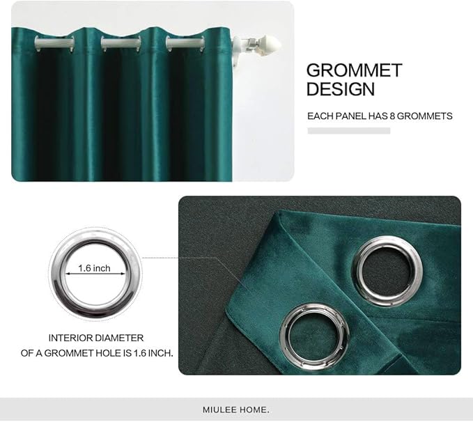 MIULEE Christmas Dark Green 100% Polyester Curtains 90 Inches Long 2 Panels - Image 2