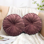HIG Set of 2 Decorative Round Pleated Throw Pillows, Classy Accent Pumpkin by HIG
