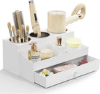Hot Hair Styling Tool Organizer with Drawer & 3 Cooling Cups, White