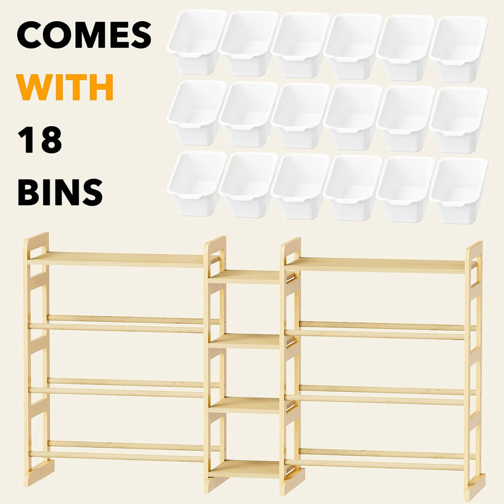 SpaceAid Large Toy Storage Organizer with 6 Shelves and 18 Bins, Book Shelf Organizers Storage Bookshelf, Kids Bin Shelf Box Bookcase for Bedroom Playroom Organization Room Decor, White