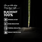 Yakamok 100% Blackout Curtains Black Room Darkening Thermal Insulated Window - Image 2
