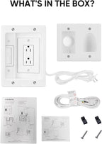 FORGING MOUNT in-Wall Cable Management Kit or Power & Low Voltage Cords, Cord Hider for Wall Mount TV with AC Outlets, Includes 6ft Extension Cord, Drill Templates