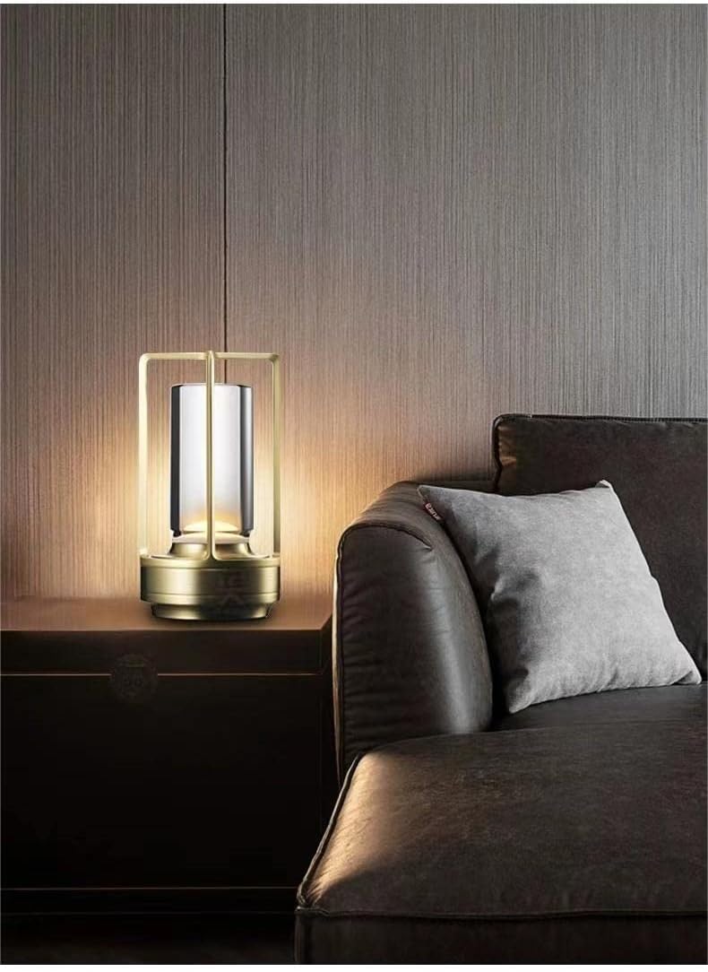 Portable Metal Table Lamp for Indoor/Outdoor，Rechargeable Cordless 3 Colors