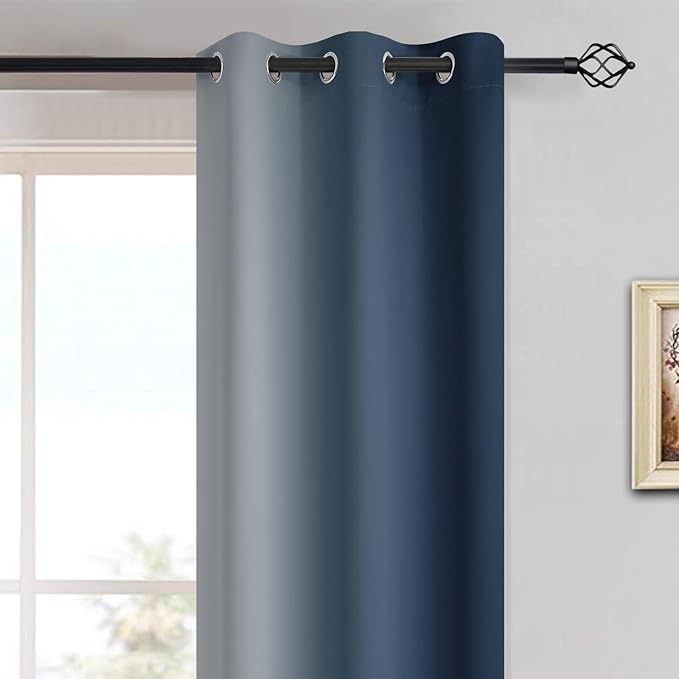 Yakamok Room Darkening Ombre Curtains 63 Inch Length, Light Blocking Grommet - Image 3