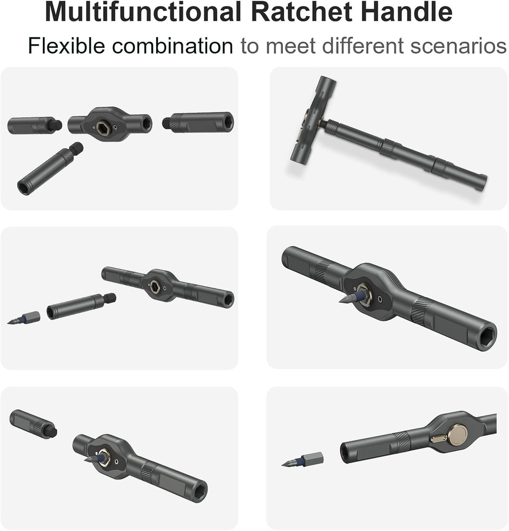 Ratchet Screwdriver Set, 42 in 1 Magnetic Screwdriver Set with T Handle, DIY Multi Bit Magnetic Drive Set, Versatile Repair Tool for Home Appliances Bicycle Motorcycle, Grey