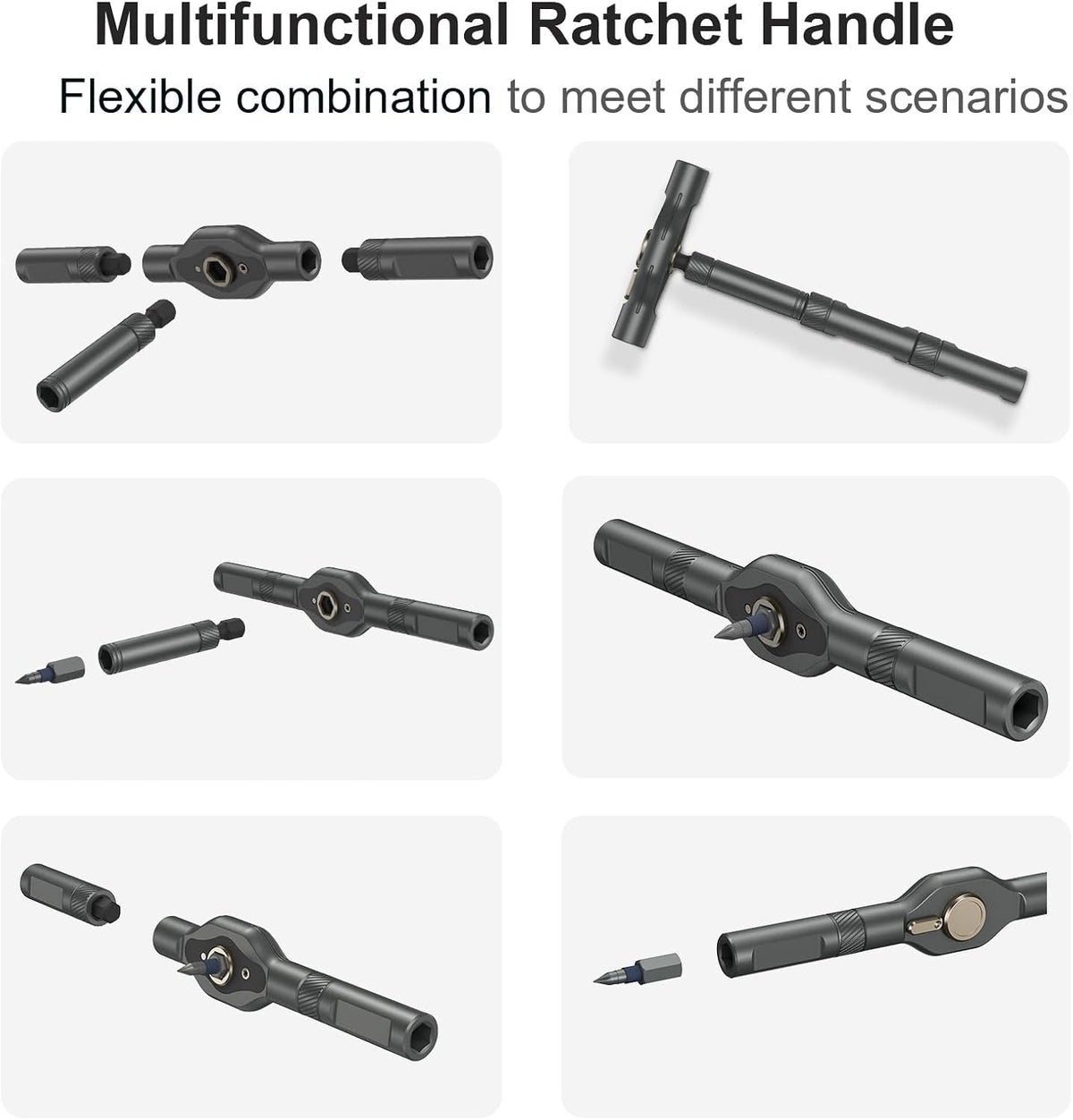 Ratchet Screwdriver Set, 42 in 1 Magnetic Screwdriver Set with T Handle, DIY Multi Bit Magnetic Drive Set, Versatile Repair Tool for Home Appliances Bicycle Motorcycle, Grey