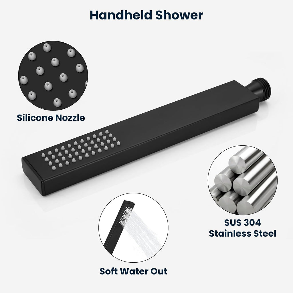 gotonovo Rainfall Shower System with Full Body Jets 6pcs Matte Black