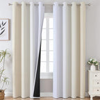Estelar Textiler Beige and Greyish White Blackout Curtains by ESTELARTEXTILER
