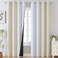 Estelar Textiler Beige and Greyish White Blackout Curtains 102 Inches Long by ESTELARTEXTILER