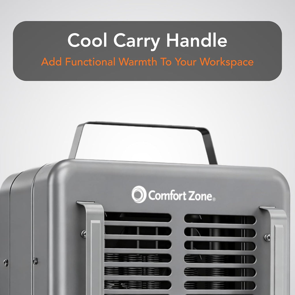 Comfort Zone Milkhouse Style Utility Space Heater with Adjustable Thermostat, Electric, Portable, 3-Prong Plug, Overheat Protection, & Tip-Over Switch, Ideal for Garage or Workshop, 1,500W, CZ798GR3