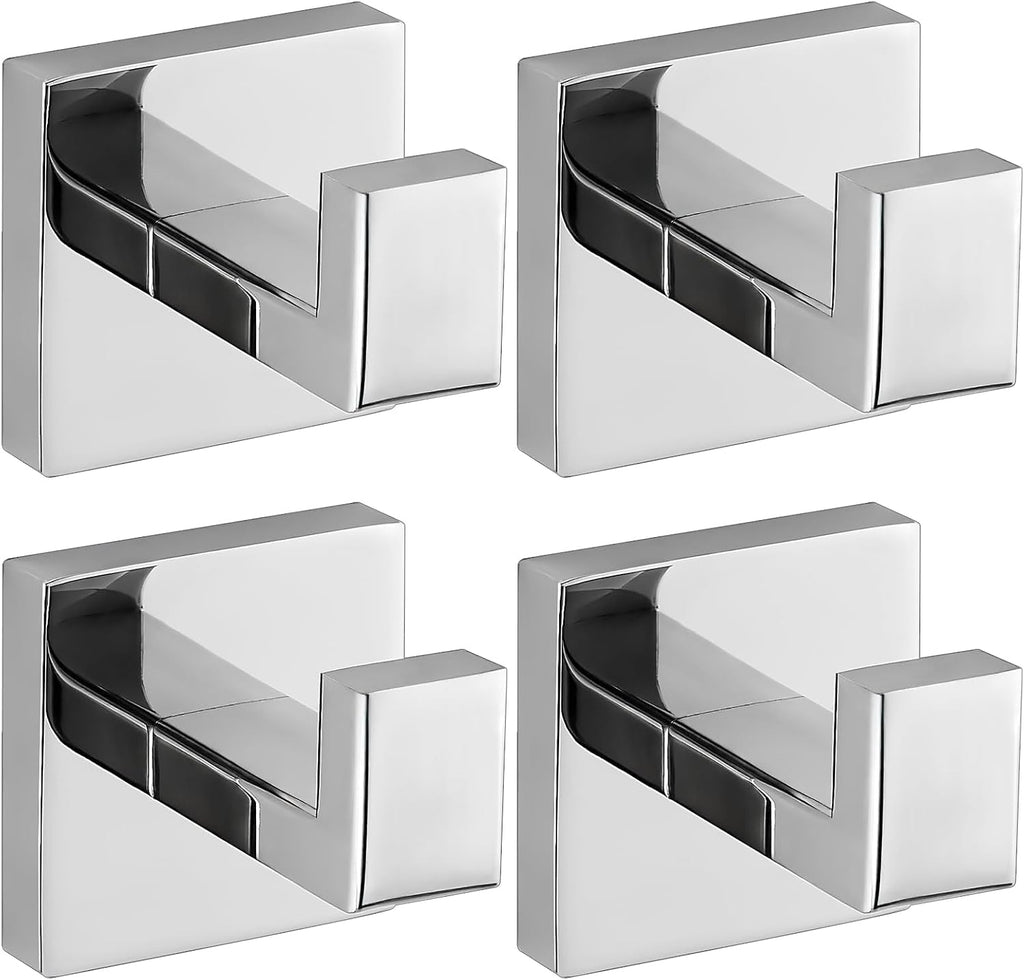Towel Hooks for Bathrooms, Heavy Duty 33 Lbs Wall Mounted Stainless Steel Modern Hook, – Ideal for Hanging Towels, Robes, Coats, in Kitchen, Bedroom, Bathroom, or Hotel (2, Chrome Polished)