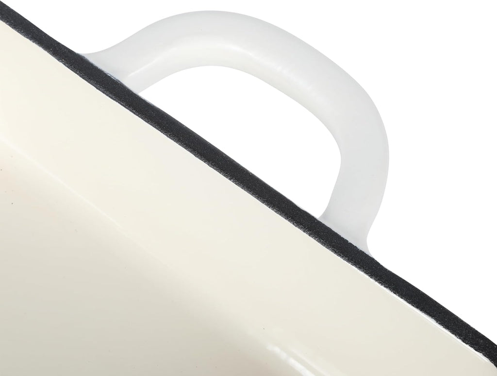 Crock-Pot Artisan 13" Enameled Cast Iron Lasagna Pan – Matte Linen White, Durable Oven Safe Bakeware