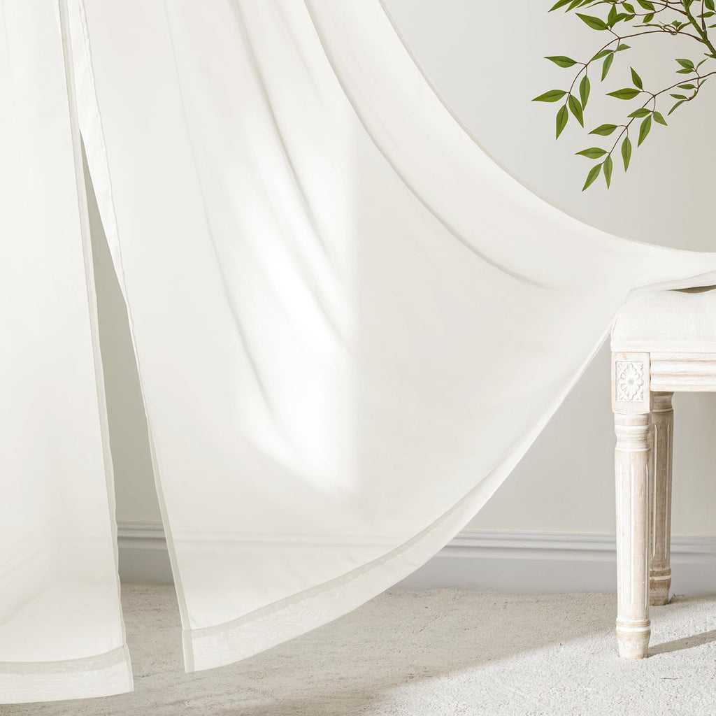 MIULEE Ivory Sheer Curtains 84 Inches Long 4 Panels 42 x 84 Inches