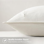 MIULEE Decorative Linen Euro Sham Pillow Covers 24x24 Cream White Boho - Image 3