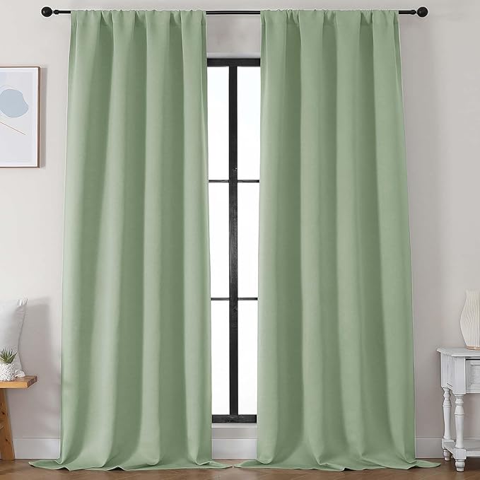 Simplebrand Ava Light Green Blackout Curtains by Simplebrand