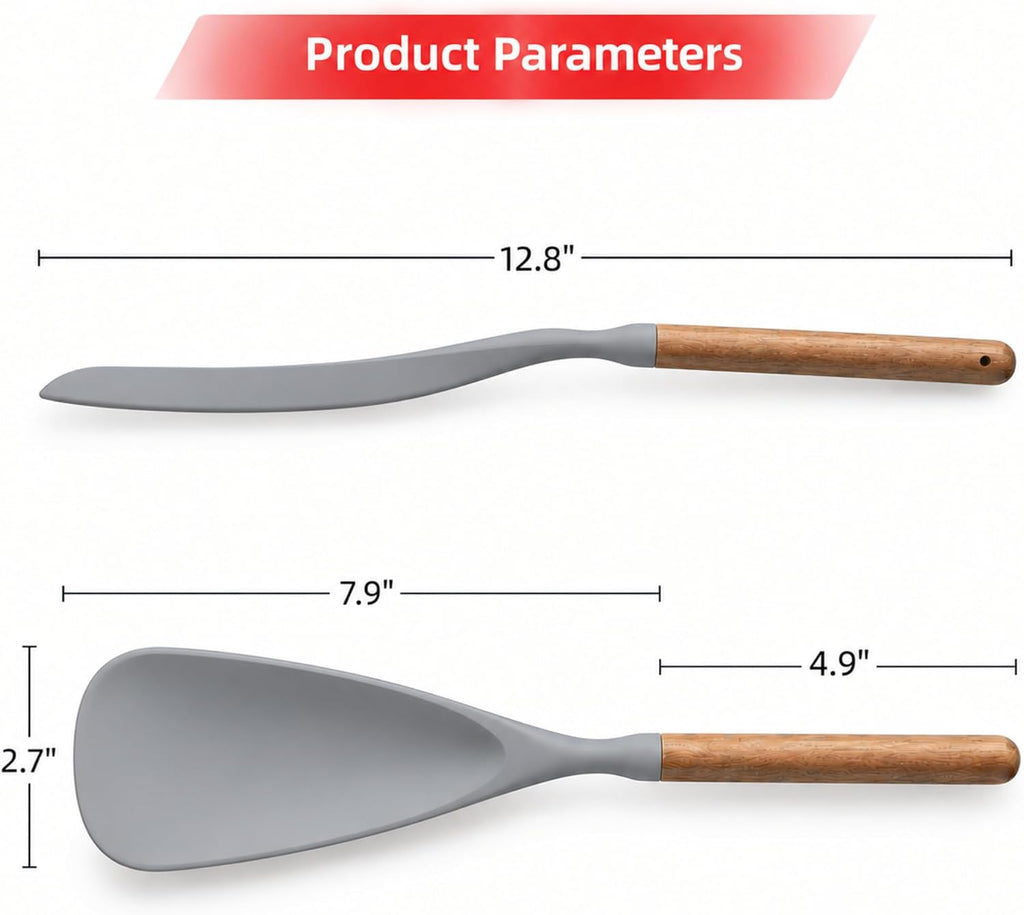 Silicone Cooking Spoon Spatula for Nonstick Cookware,Heat Resistant,12.8"