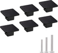 1.57-inch Square Black Matte Cabinet Knobs - 6 Pack