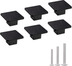 1.57-inch Square Black Matte Cabinet Knobs - 6 Pack