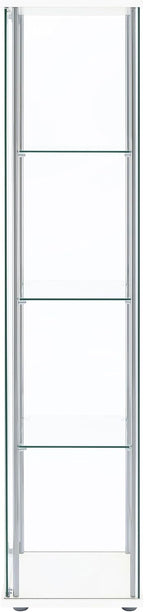 Coaster Home Furnishings - Bellatrix - Glass - 3-Shelf Curio Cabinet with Metal Frame, One Door, and Black Hardware - Living Room - 64-Inch - White - 951072