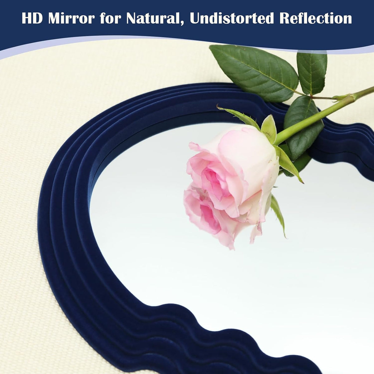 Small Wavy Wall Mirror Living Room Decor,Irregular Mirrors,Dark Blue