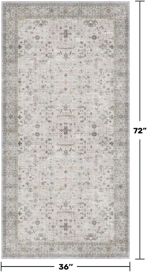 Light Grey 3x6 Large Boho Bathroom Rug - Image 2