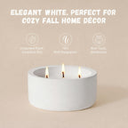 Viyffo 20oz Large White Fall Scented Candle for Women - Vanilla Dreamscape, 3 Wick Non Toxic Soy Candle, Matte Ceramic Jar, Luxury Home Fragrance, Elegant Room Decor & Premium Gift