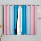 Ombre Pink and Blue Blackout Curtains 45 Inches Long, Full Light Blocking - Image 2