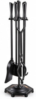 FEED GARDEN 5-Piece Fireplace Tools Set, 10mm Solid Wrought Iron, 10 lb
