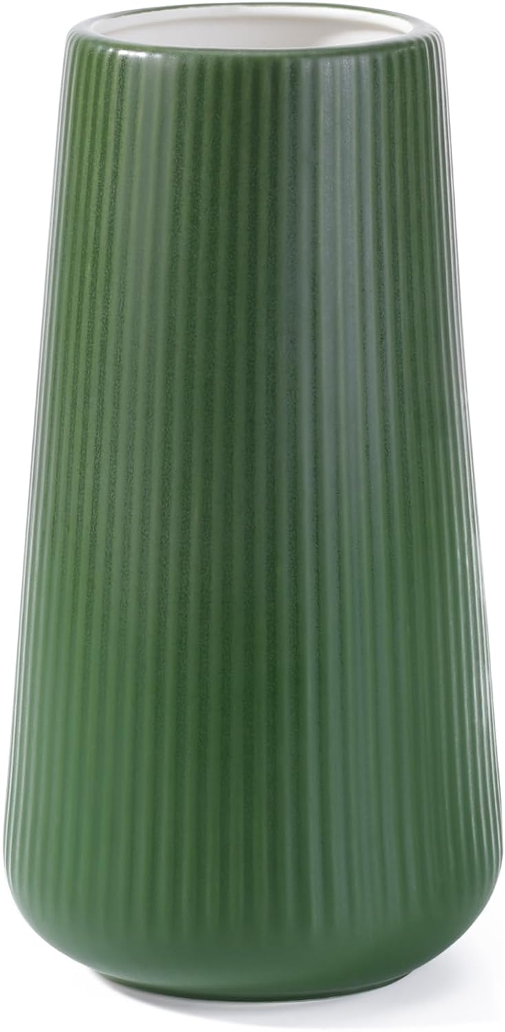 Ceramic Vase, GUKJOB Small Cute Flower Vase for Pampas Grass, Home, Living Room, Dining Table, Farmhouse, Office Decor, Bedroom, Table, and Kitchen Shelf (Green & Pink-A)