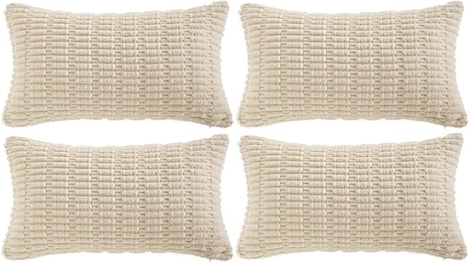 Fancy Homi 4 Packs Boho Cream Decorative Throw Pillow Covers 14x24 Inch by Fancy+Homi