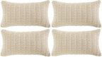Fancy Homi 4 Packs Boho Cream Decorative Throw Pillow Covers 12x20 Inch by Fancy+Homi