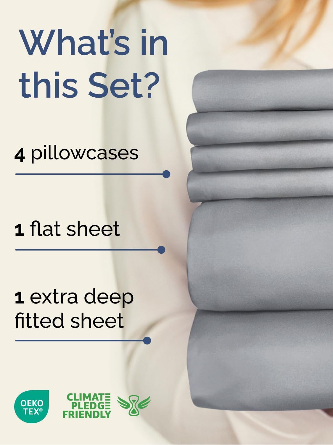 CGK Extra Deep Queen Sheet Set - 6pc Cooling Sheets - Steel Blue