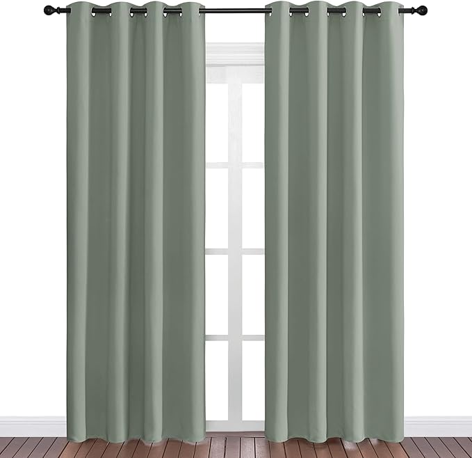 NICETOWN Greyish Green Blackout Curtains 86" Long - Image 2
