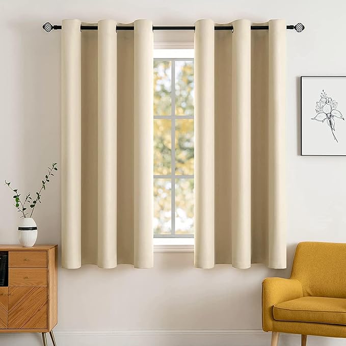 MIULEE 63" Long Room Darkening Curtains Thermal Insulated Drapes Solid Window by MIULEE