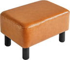IBUYKE Small Footstool Ottoman, PU Faux Leather Footrest, Orange RF-BD217