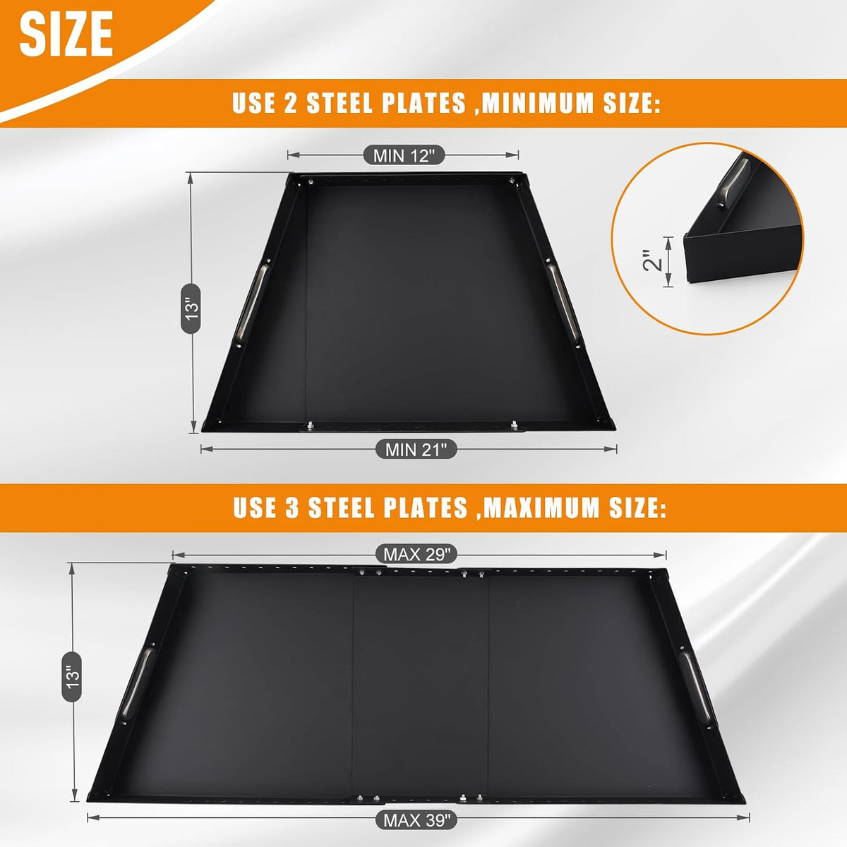 20 Inch Fireplace Grate Heavy Duty Solid Steel with 3 Piece Fireplace Tray Ash Pan for Indoor Hearth Outdoor Fire Pit Chimney Hearth Kindling Tool