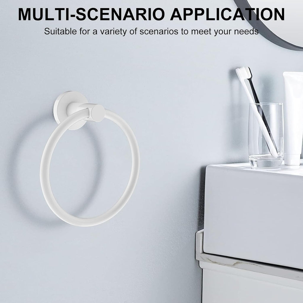SetSail Towel Holder for Bathroom Wall Screw-in Towel Ring, White