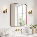 Kosmonia 20x16 Inch Bathroom Vanity Mirror Brushed Rose Gold