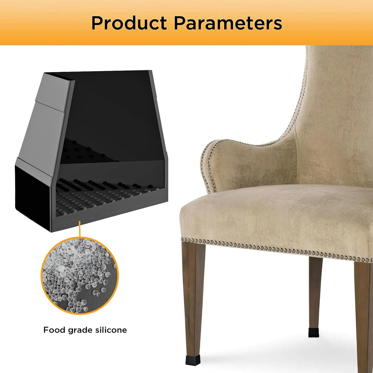 16 Pcs Non Slip Square Chair Leg Protector, Black, 1.26-1.57".