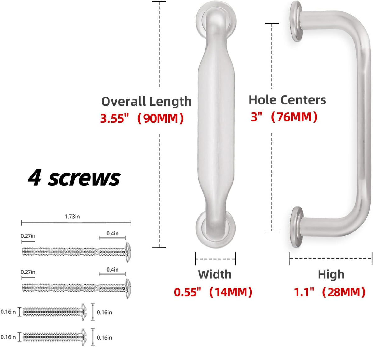 3 Inch Brushed Nickel Cabinet Pulls 10 Pack