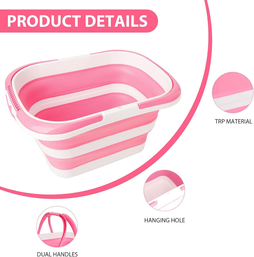 Collapsible Mop Bucket 4.2 Gallon(16L)-Pink White
