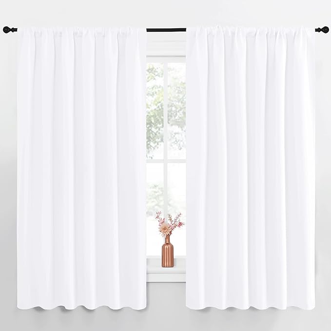 NICETOWN White Curtains, 50% Light Blocking Curtain Panels by NICETOWN