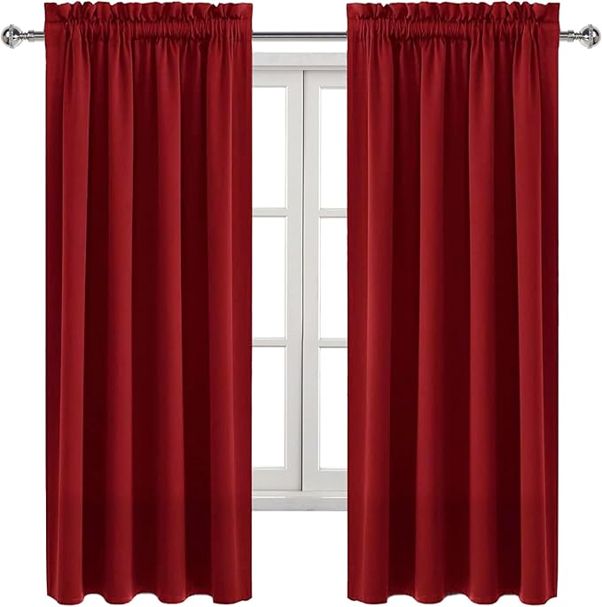 DWCN Burgundy Room Darkening Blackout Curtains - Image 9