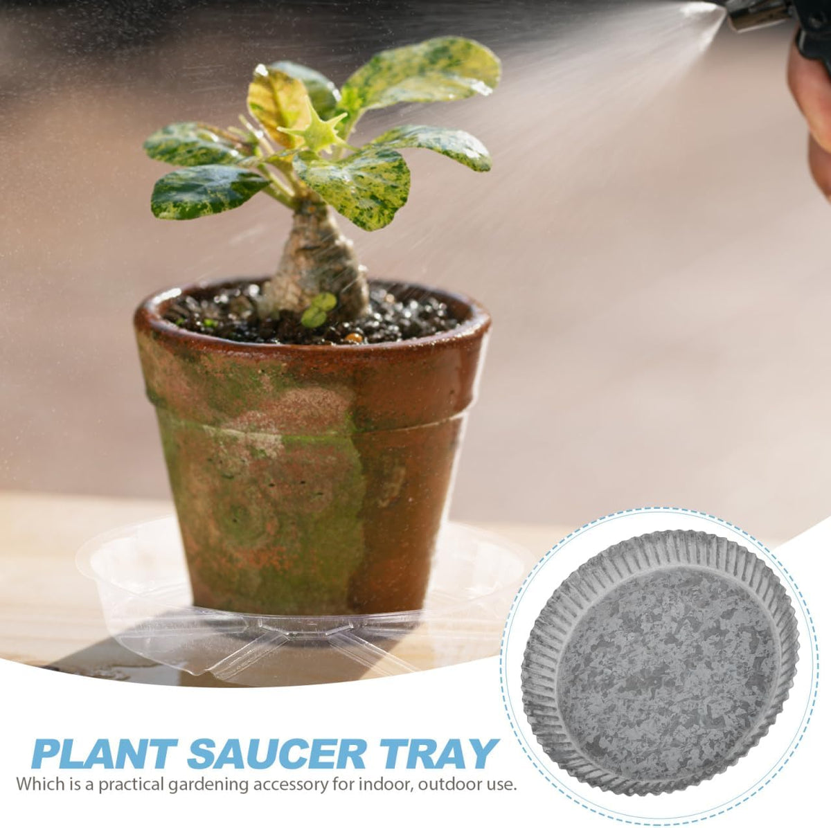Yardwe Vintage Iron Flower Pot Saucer 7.7 Inch Metal Plant Water Catcher Tray for Indoor Outdoor Garden Plant Container Accessories