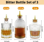 LINALL Bitters Bottle Set - Syrup Bottles with Stainless Steel Pourers, Glass Vintage Bottle,