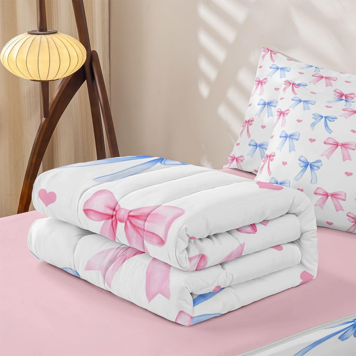 Erosebridal Ribbon Bowknot Zipper Bedding Set Twin Zip Up Bedding