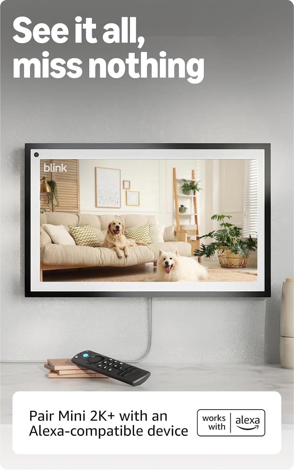 Blink Mini 2K+ (newest model) – Plug-in Home & Pet Indoor Security Camera with 2K video resolution, night vision, enhanced audio, motion detection – 2 cameras (White)